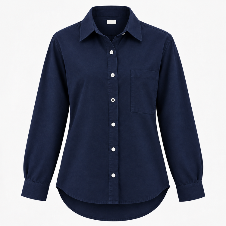 شومیز مانتویی لینن سرمه ای